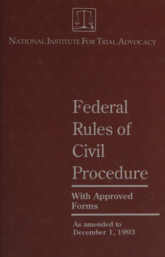 Cover of Federal rules of civil procedure for the United States District Courts
