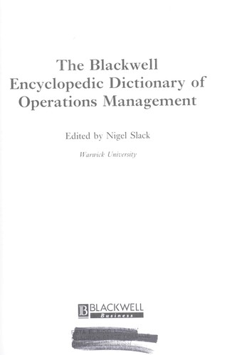 Cover of The Blackwell encyclopedic dictionary of operations management