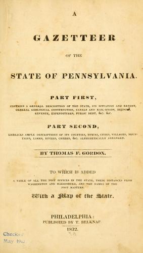 Cover of A gazetteer of the state of Pennsylvania