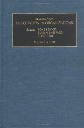 Cover of Research on Negotiation in Organizations