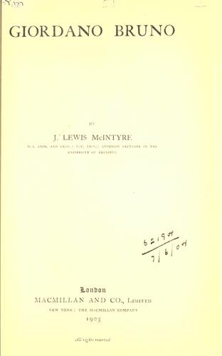 Cover of Giordano Bruno