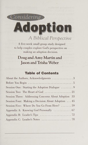 Cover of Considering Adoption A Biblical Perspective (HomeBuilders Parenting Series)