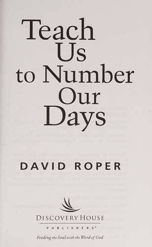 Cover of Teach us to number our days