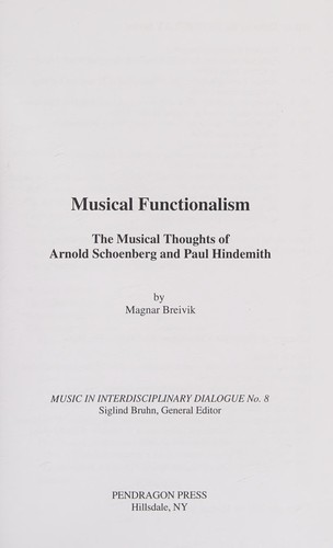 Cover of Musical functionalism