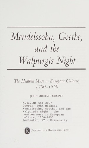 Cover of Mendelssohn, Goethe, and the Walpurgis night