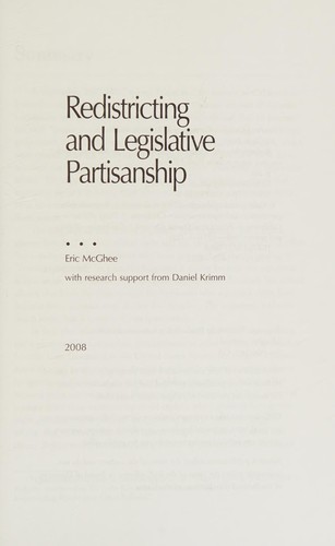 Cover of Redistricting and legislative partisanship