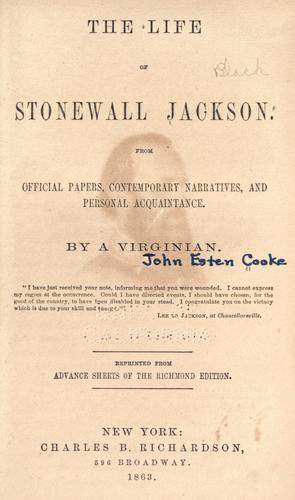 Cover of The life of Stonewall Jackson
