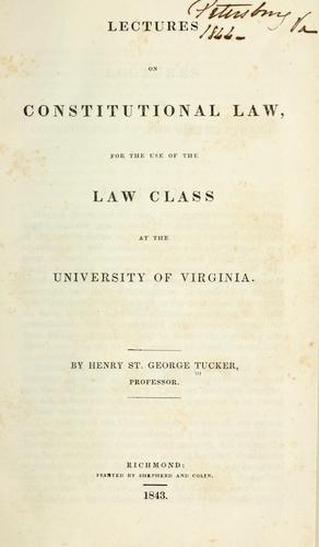 Cover of Lectures on constitutional law