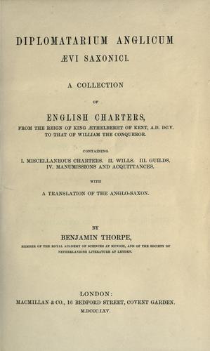 Cover of Diplomatarium anglicum aevi saxonici