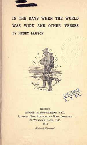 Cover of In the Days When the World Was Wide and Other Verses