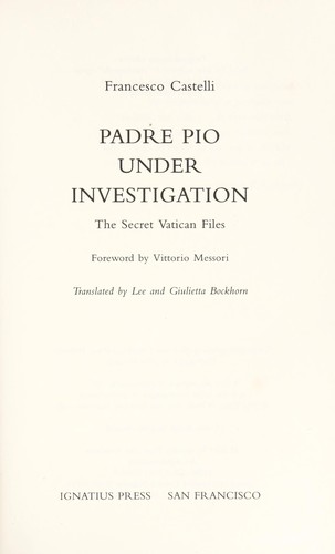 Cover of Padre Pio under investigation