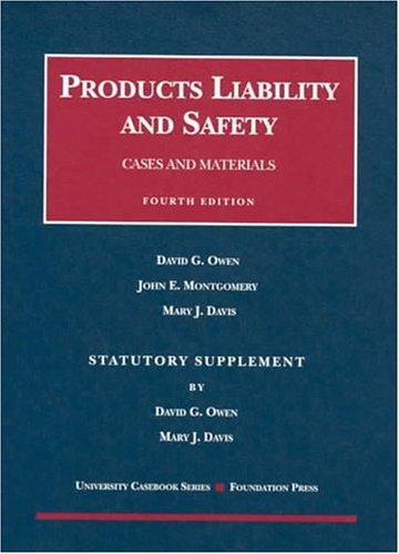Cover of 2004 Statutory Supplement to Products Liability and Safety