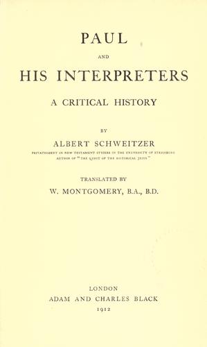 Cover of Paul and his interpreters