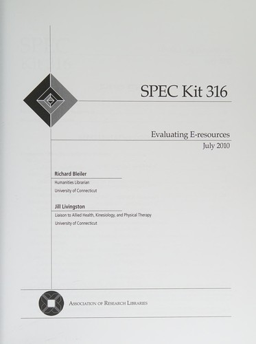 Cover of Evaluating e-resources