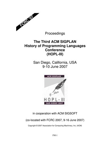 Cover of The Third ACM SIGPLAN History of Programming Languages Conference (HOPL-III)