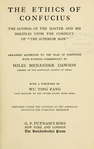 Cover of The ethics of Confucius