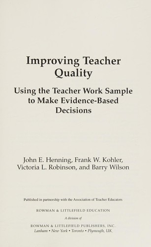 Cover of Improving teacher quality