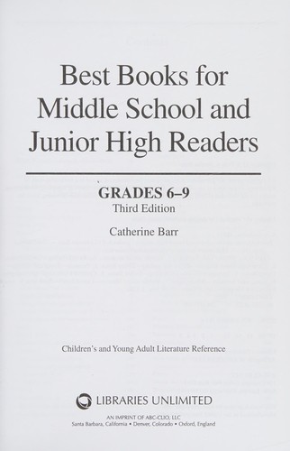 Cover of Best books for middle school and junior high readers