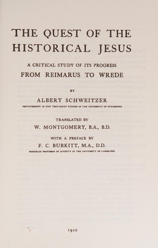 Cover of The quest of the historical Jesus