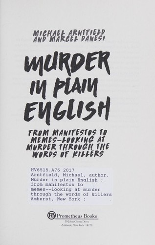 Cover of Murder in Plain English