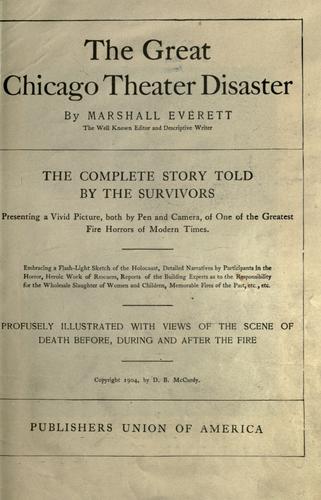 Cover of The great Chicago theater disaster