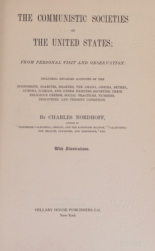 Cover of Communistic Societies of the United States