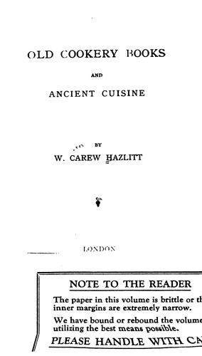 Cover of Old Cookery Books and Ancient Cuisine
