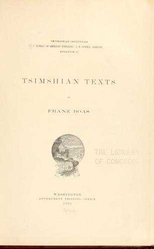 Cover of Tsimshian texts