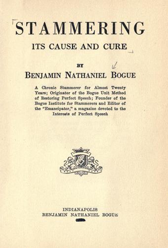 Cover of Stammering: Its Cause and Cure
