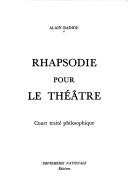 Cover of Rhapsodie pour le théâtre