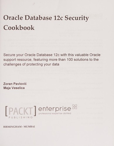 Cover of Oracle Database 12c Security Cookbook