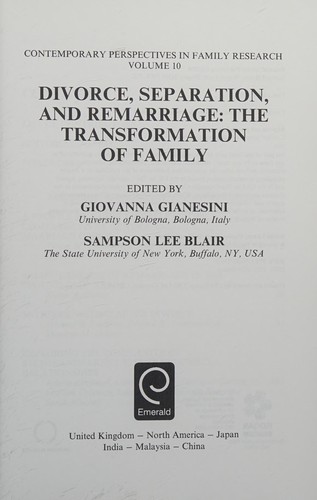 Cover of Divorce, Separation, and Remarriage