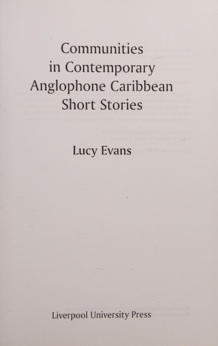 Cover of Communities in Contemporary Anglophone Caribbean Short Stories
