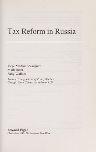 Cover of Tax reform in Russia