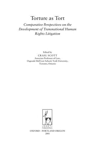 Cover of Torture as Tort