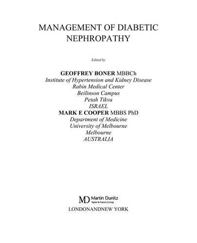 Cover of Management of diabetic nephropathy