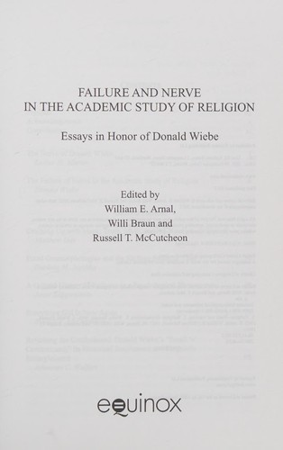 Cover of Failure and nerve in the academic study of religion