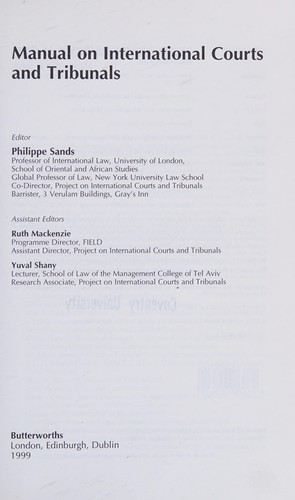 Cover of Manual on international courts and tribunals