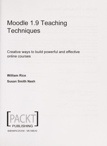 Cover of Moodle 1.9 teaching techniques
