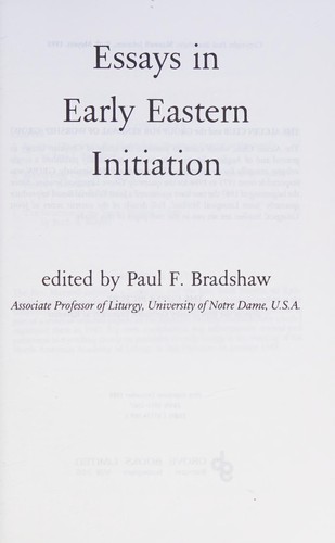 Cover of Essays in Early Eastern Initiation (Joint Liturgical Studies)