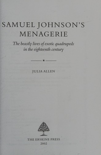 Cover of Samual Johnson's Menagerie