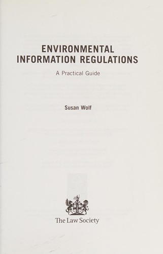 Cover of Environmental information regulations