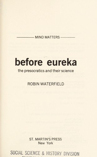 Cover of Before Eureka