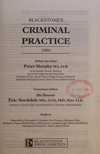 Cover of Blackstone's Criminal Practice, 1996