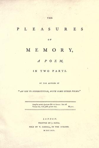 Cover of The pleasures of memory