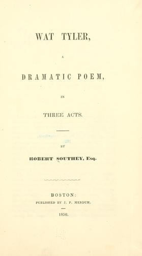 Cover of Wat Tyler: A Dramatic Poerm 1817