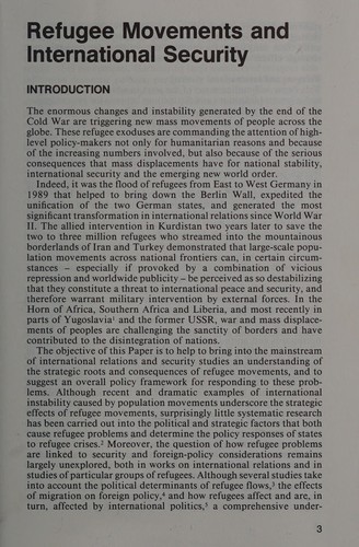 Cover of Refugee movements and international security