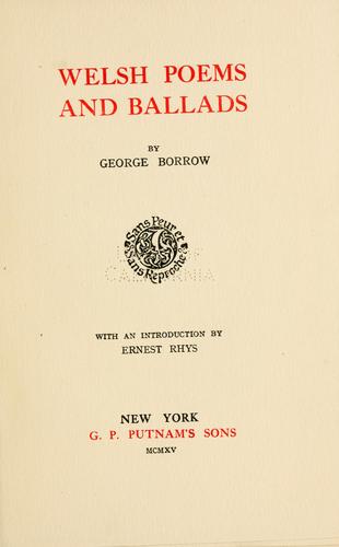 Cover of Welsh Poems and Ballads (Celtic Language and Literature : Goidelic and Brythonic)
