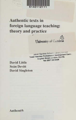 Cover of Authentic texts in foreign language teaching