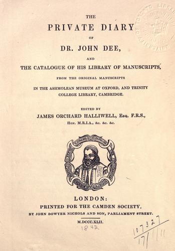 Cover of The private diary of Dr. John Dee